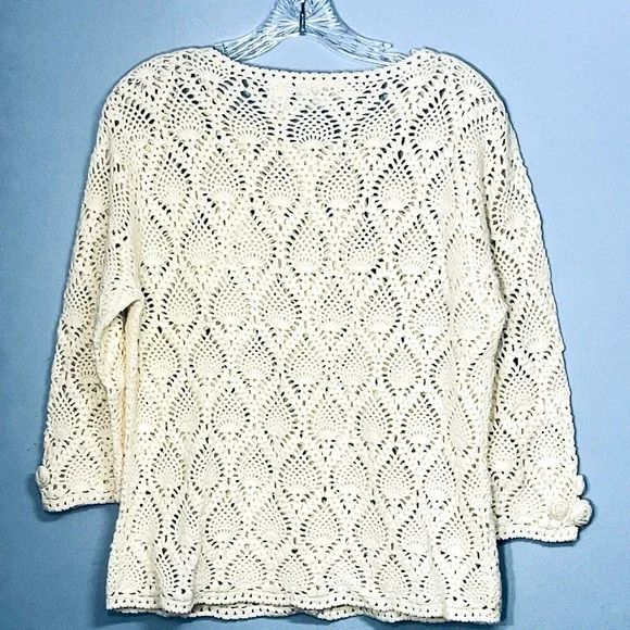 Vtg‎ Crochet Cardigan Women Large Cottagecore Grannycore Boho Country Artsy Fall - Picture 5 of 10